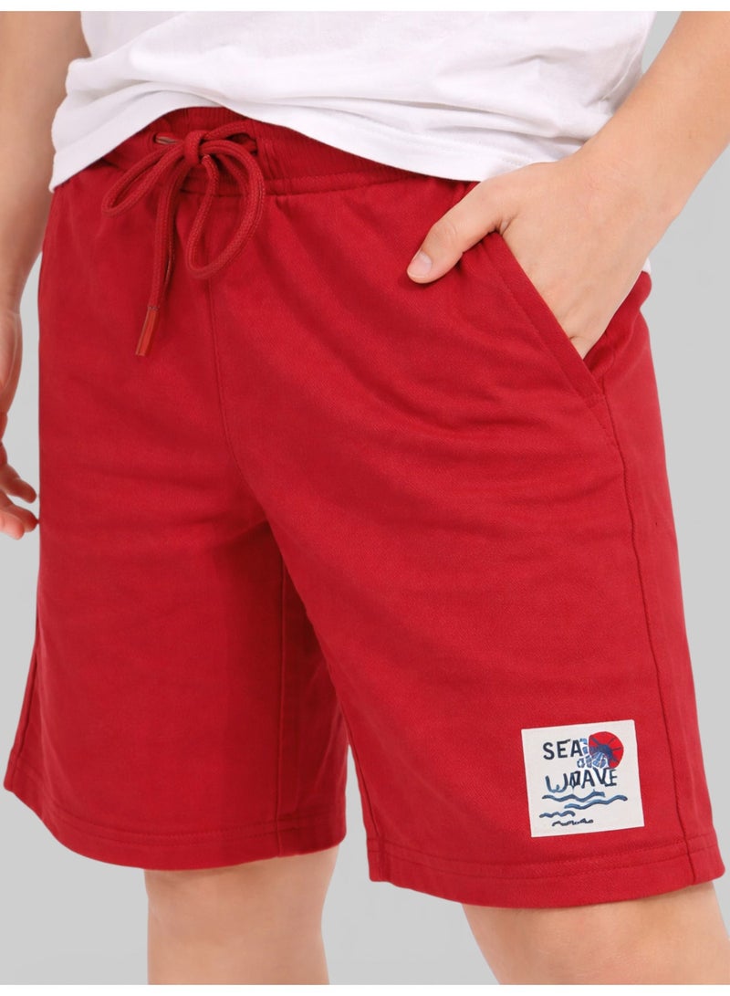 victor and jane Boys Surf Life Printed T-Shirt & Red Shorts Set - Image 3
